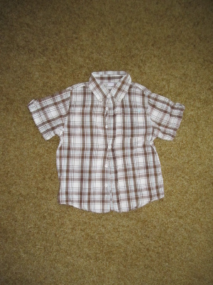 M.O.S Kids ruskearuudullinen kauluspaita koko 116 / 122 !