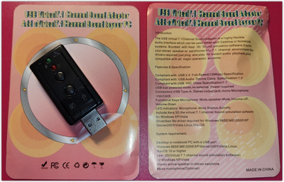 3D USB-äänikortti / 7.1 virtual surround äänisovitin