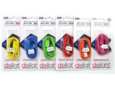 Delight USB 2.0 A uros - Micro B uros, 1m, eri värejä *UUSI*