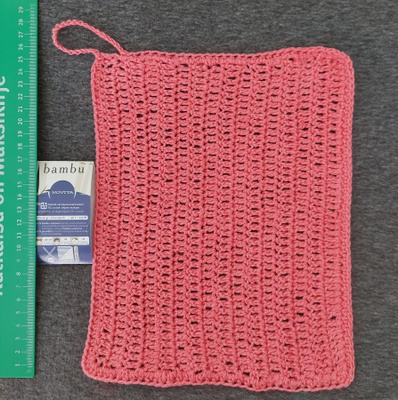 bambu langasta virkattu tiskirätti / keittiöliina pinkki