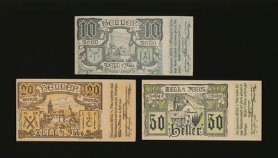 Itävalta Notgeld 10, 20, 50 Heller, Zell ad Ybbs