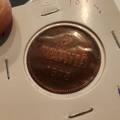 5 penniä 1873 leimakiiltoa