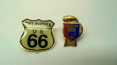 Oklahoma US 66 ja USA/ABF nyrkkeily pinssi