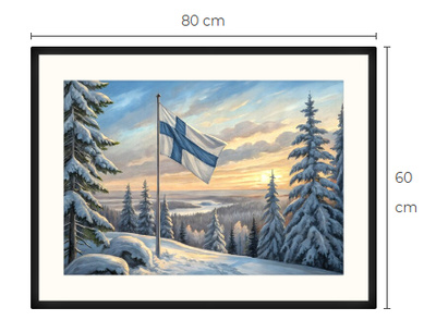 Uusi Suomen lippu Limited Edition taulu 60 cm x 80 cm