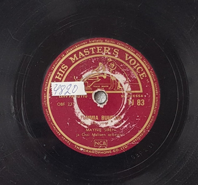 Savikiekko 1956 - Maynie Siren - His Master's Voice TJ 83
