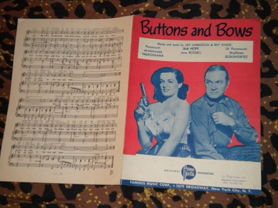 Nuottivihko - elokuvasta Paleface - Buttons and Bows 1948