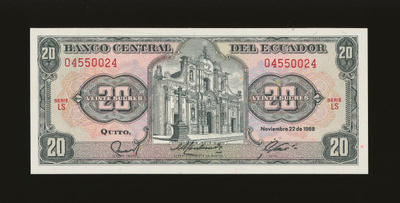 Ecuador 20 Sucres 22.11.1988, P121a, UNC