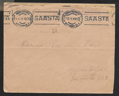 Postilähetys - Kenttäposti + KPK 1 22.9.1943