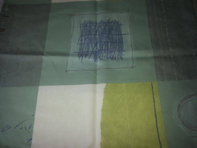 Vihertävä verhokappa noin 56x272cm