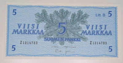5 Markkaa 1963 Litt. B Z1214783