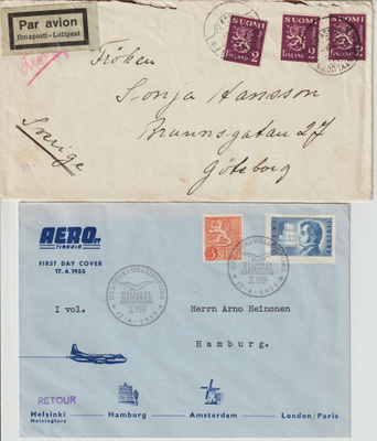 1934-70 Ensilento-, AirMail- , Ilmaposti- ja Ilmakirjeitä