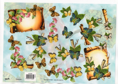 3D KUVA °°VINTAGE PAPERIT...PERHOSIN°° / TBZ