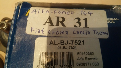 Alapallonivel Fiat Croma, Lancia Thema, AlfaRomeo 164