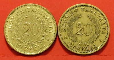 20 mk 1931 ja 1934. Harvinaiset. (KD2)
