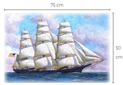 Uusi purjelaiva puutaulu koko noin 50 cm x 75 cm