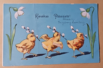 Kolme tipua, narsissit, pajunkissat, väripk, p. 1912