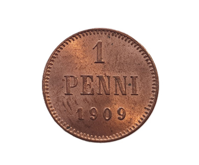 1 penni 1909 - hienokuntoinen!