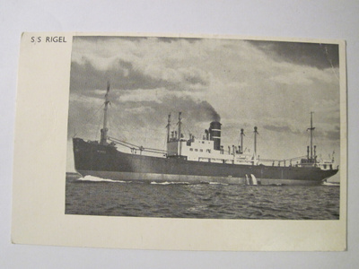 VANHA Postikortti Laiva Rigel 1955
