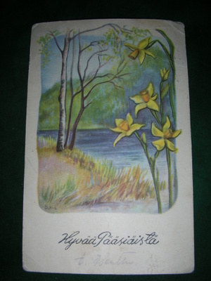 Vanha pääsiäiskortti 1951