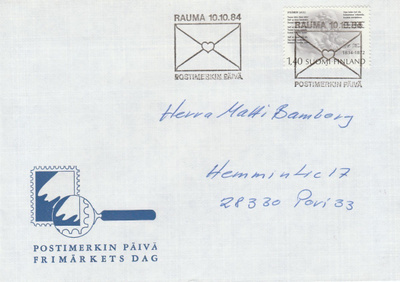 ERIKOISLEIMA , Postimerkin päivä, Rauma 10.10.1984