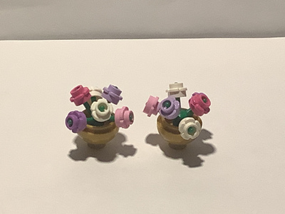 Lego Friends kukkia helmikulta kulhoissa