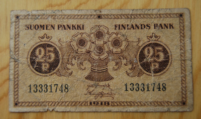 Suomen pankki 25 penni 1918