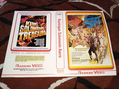 VHS kansipaperi Kuningas Salomonin aarre