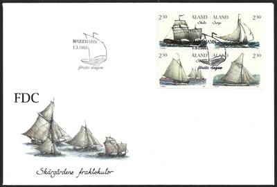 FDC Åland 1995 ÅV3 Rahtipurjelaivat LaPe ÅL 096-099