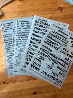 Letraset kalvoja: Helvetica 6 arkkia 80-luvulta