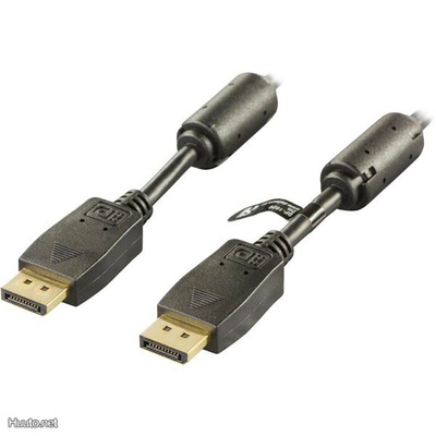 Deltaco DisplayPort kaapeli, uros - uros, kullattu, 5m,musta