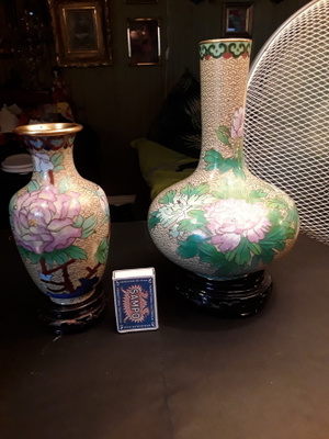 2 x Cloisonne Maljakko / ruukku / uurna