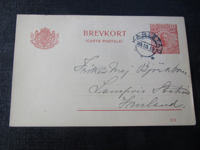 10 öre 1919 Ehiökortti. Brevkort .Ruotsi- Sweden