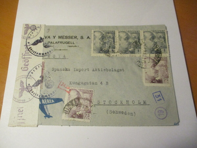1939 Espanja lentopostikuori  Ruotsiin Saksan sens.