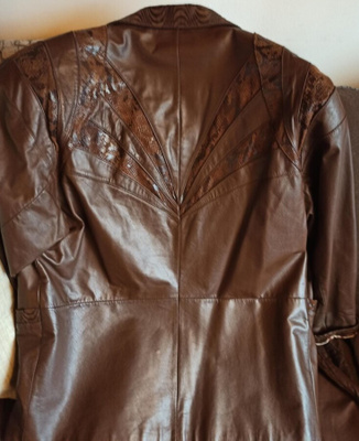 Käyttämätön nahkatakki, ruskea, koko 42 (XL)