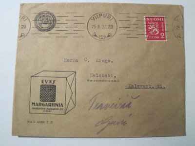 VANHA Firmakuori Eväs Margariini Mainos 1937