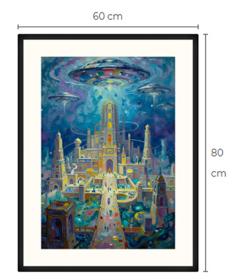 Uusi uniikki Atlantis ja UFO art print taulu 60 cm x 80 cm