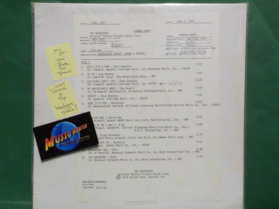 VARIOUS - THE WANDERERS - ORG.MOVIE SOUNDTRACK - M-/M- LP