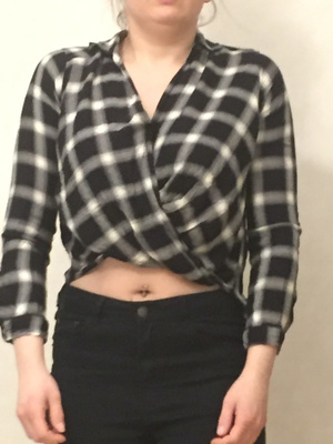 Hollister mustavalkoinen ruudullinen pusero XS