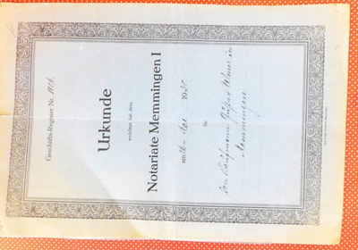 Dokumentti asiakirja v.1930 Saksa