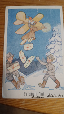 Joulukorttl pukki pudottaa paketteja