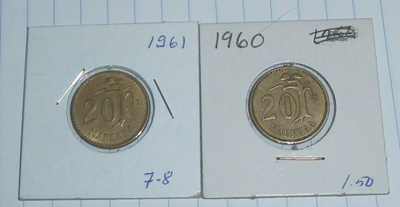 Kehystetty 20mk vuodelta 1961