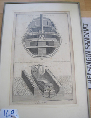 VANHA Piirrustus Sotalaiva Laiva M. Belin 1600-1700-l UPEA