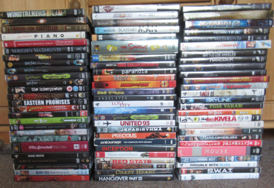 78 kpl:n paketti dvd-elokuvia, toiminta, draama, jännitys