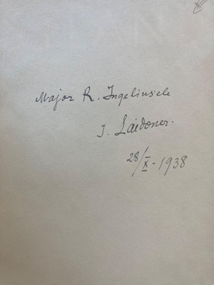 J.LAIDONER: OMISTE/DEDICATION/ EDUARD TASKA: ESTLAND, 1938