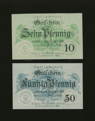 Saksa Notgeld 10, 50 Pfg, Ladenburg 1919