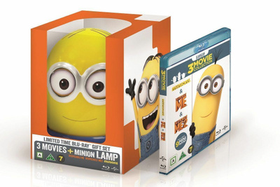 Itse ilkimys 1+2 + Minionit Blu-ray + pöytälamppu