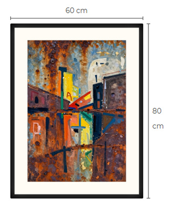 Uusi uniikki Ruoste abstrakti art print taulu 60 cm x 80 cm