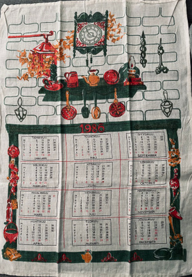 Kalenteripyyhe vuodelta 1986
