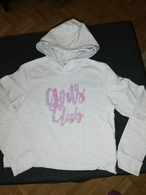 Harmaa KappAhlin lyhyt huppari "Girls Club" 146-152cm
