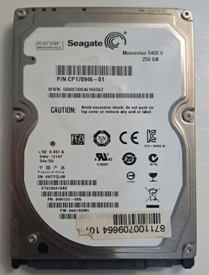 Seagate Momentus 250GB, SATA, 2,5"